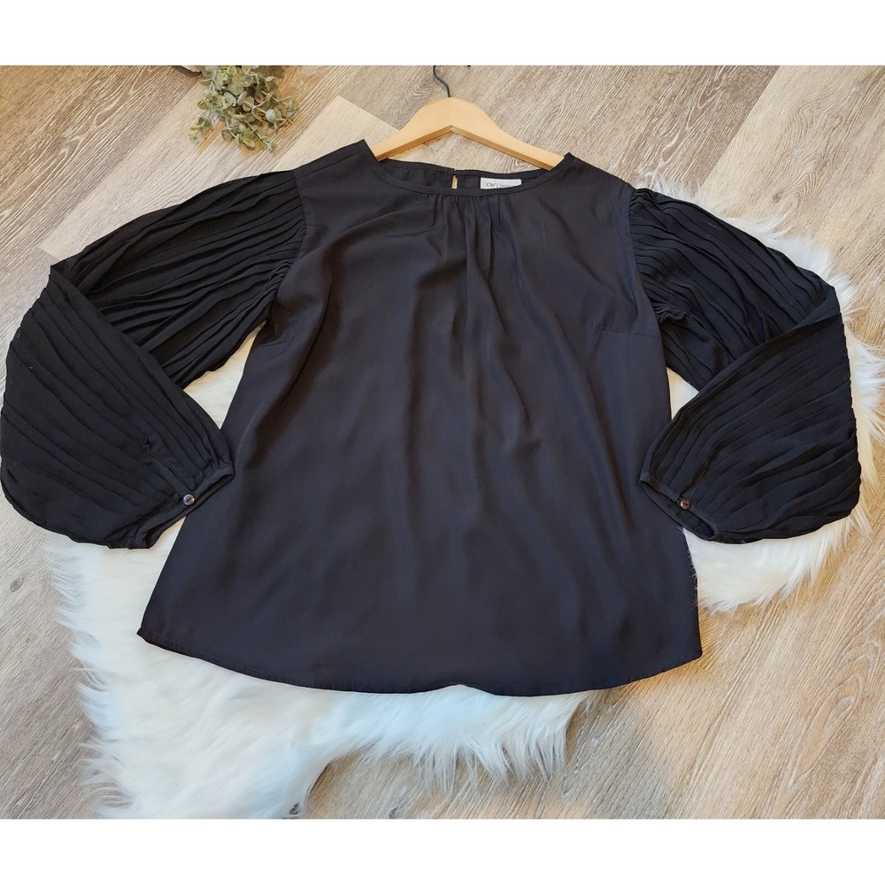 Cw Classics Women's Blouse Top Long Sleeve Size LG Black